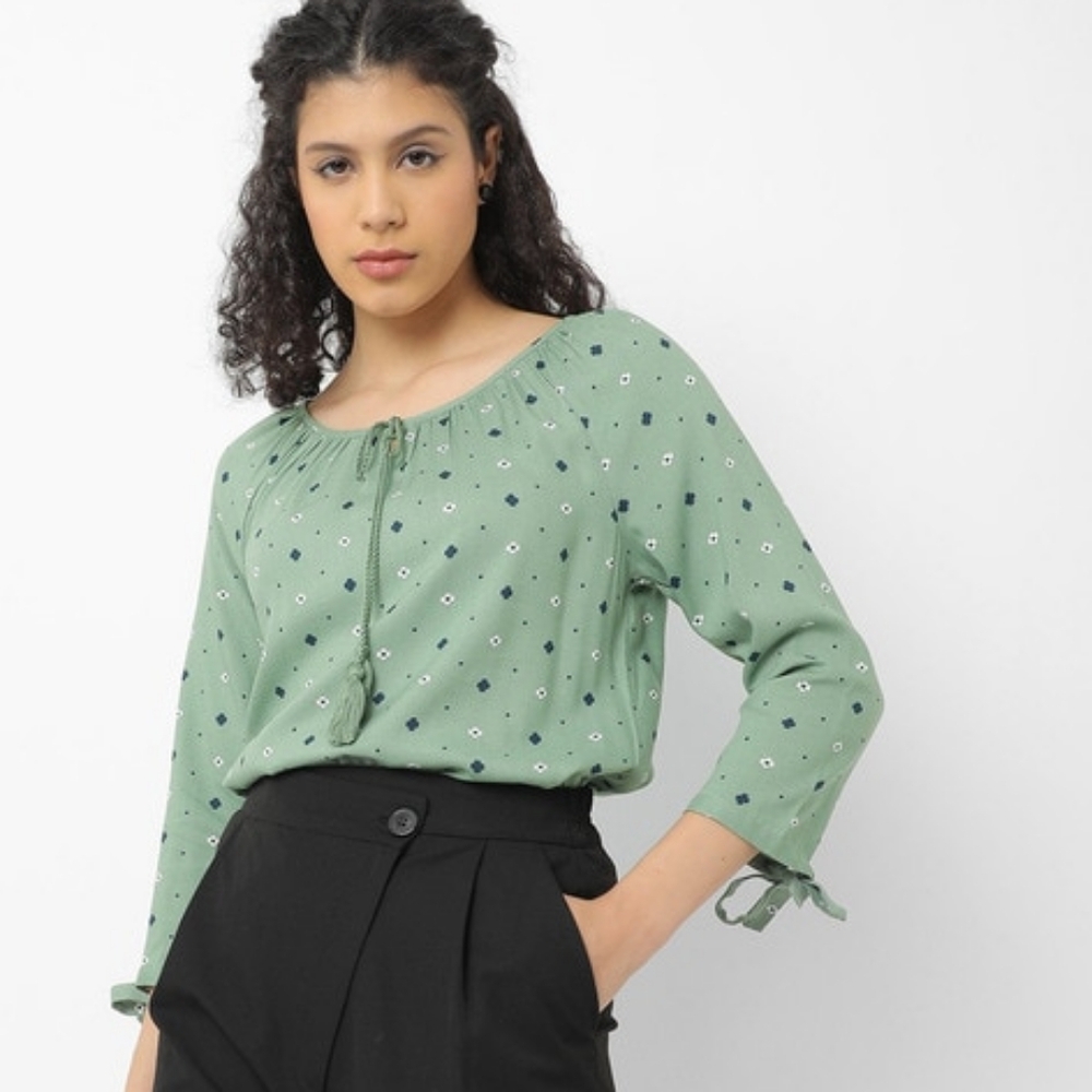 Fig Clothing Floral Top Green Size XL